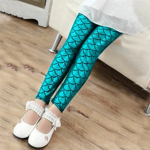 Girls Leggings Mermaid Leggings Colorful Shiny Scale Childrens Slim Trousers