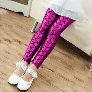 Girls Leggings Mermaid Leggings Colorful Shiny Scale Childrens Slim Trousers