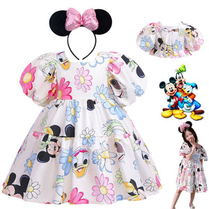 Miss Minnie Children Princess Dresses Girl Puff Sleeve for Party Birthday - Cute As A Button Boutique