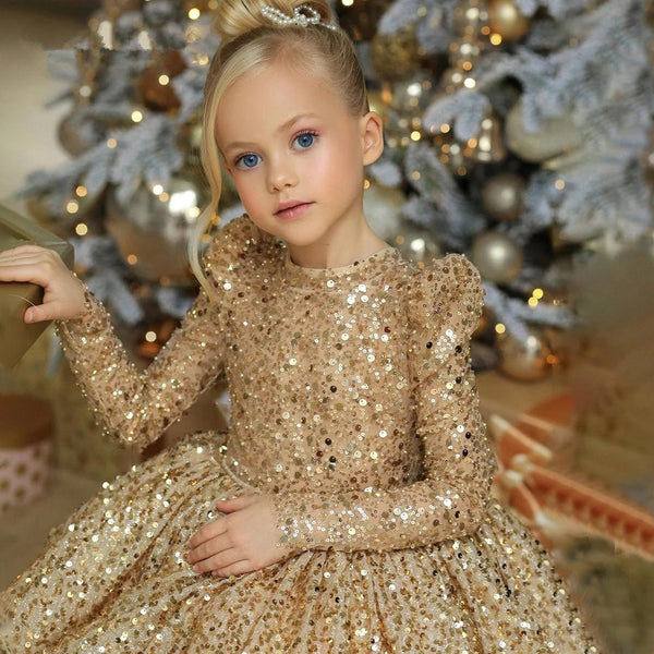 Little girl on sale gold sequin dress