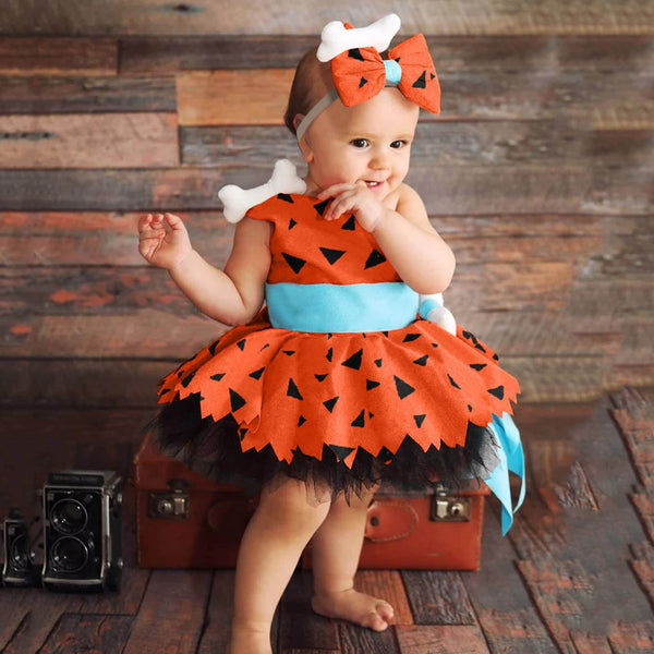 Elegant Girls Halloween Dress Toddler Kids Caveman Costume  Cavegirl Mesh Tulle Princess Dress Party Outfits - Cute As A Button Boutique