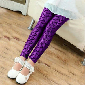 Girls Leggings Mermaid Leggings Colorful Shiny Scale Childrens Slim Trousers