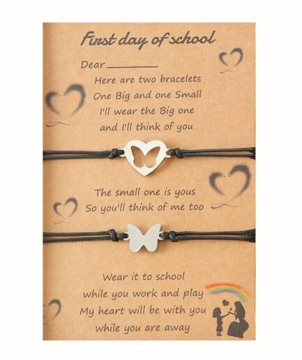 2023 Fashion Back to School Mother and Daughter Bracelets Stainless Steel Heart shaped Bracelet Butterfly Jewelry Gift - Cute As A Button Boutique