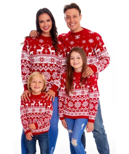 Cotton Sweater Merry Christmas Print Matching Christmas Outfits for Family - Cute As A Button Boutique