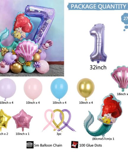 Disney Mermaid Party Number Balloons Purple 0-9 Number Foil Balloon Party Decoratio - Cute As A Button Boutique