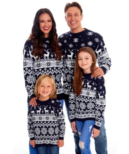 Cotton Sweater Merry Christmas Print Matching Christmas Outfits for Family - Cute As A Button Boutique