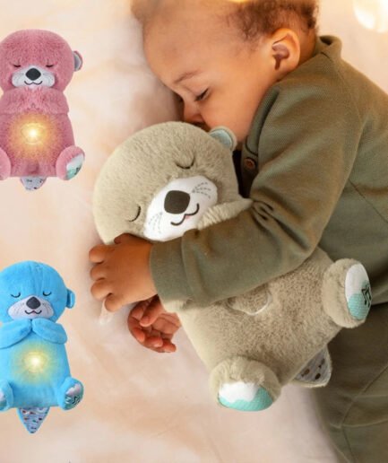 Breathing Otter Plush Toy Pet Cat Nap Sensory with Light and Sound 30cm for Soothing Sleep