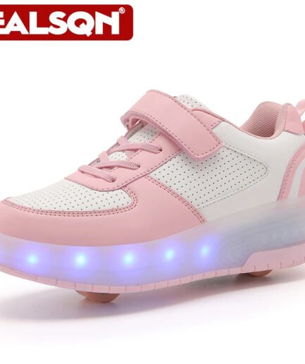 Children’s Two Wheels Glowing Sneakers Led Light Roller Skate USB Charging